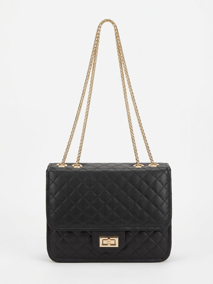 Black quilted chain shoulder bag
