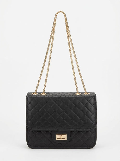 Black quilted chain shoulder bag