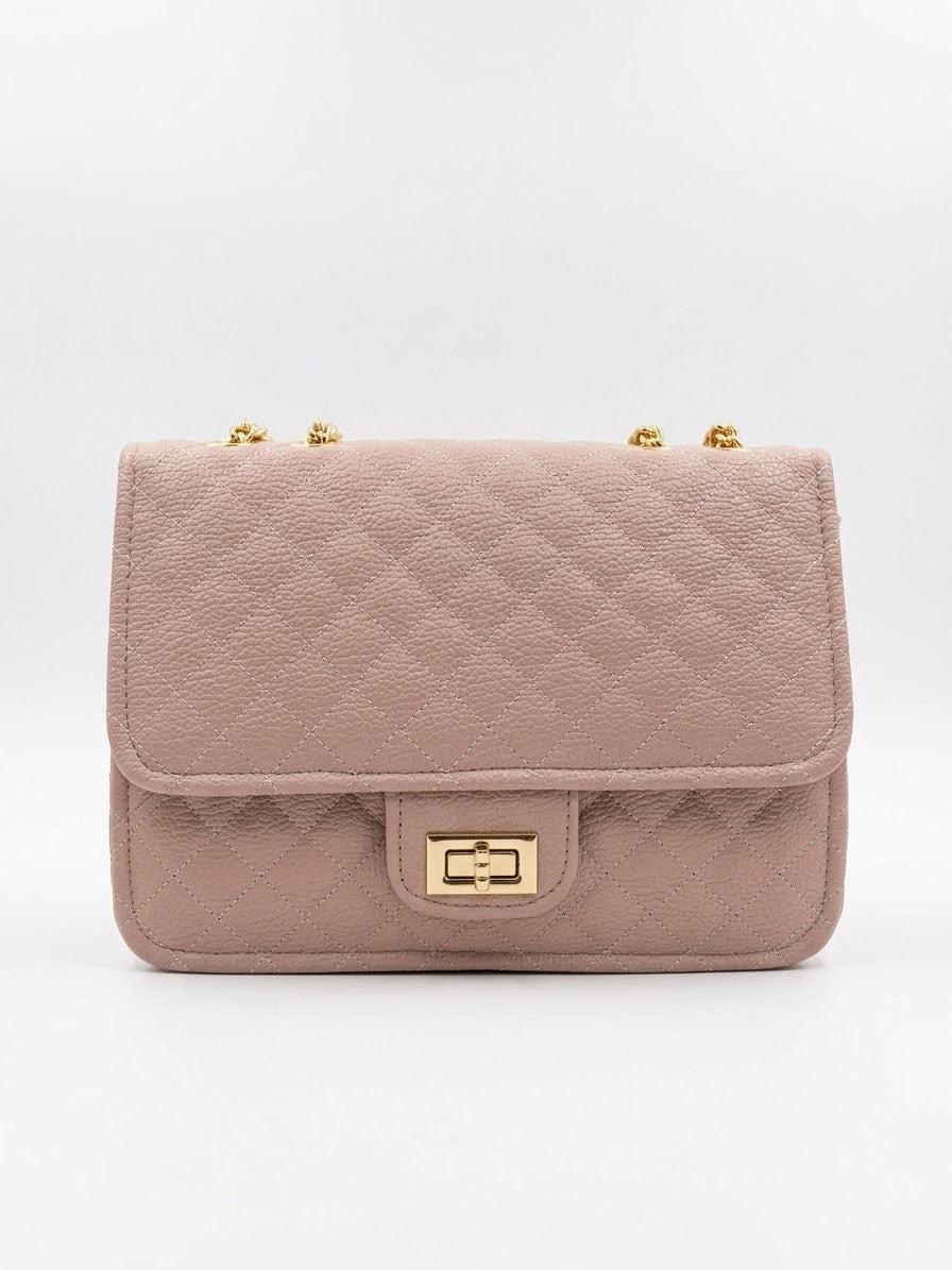 Pink quilted chain shoulder bag