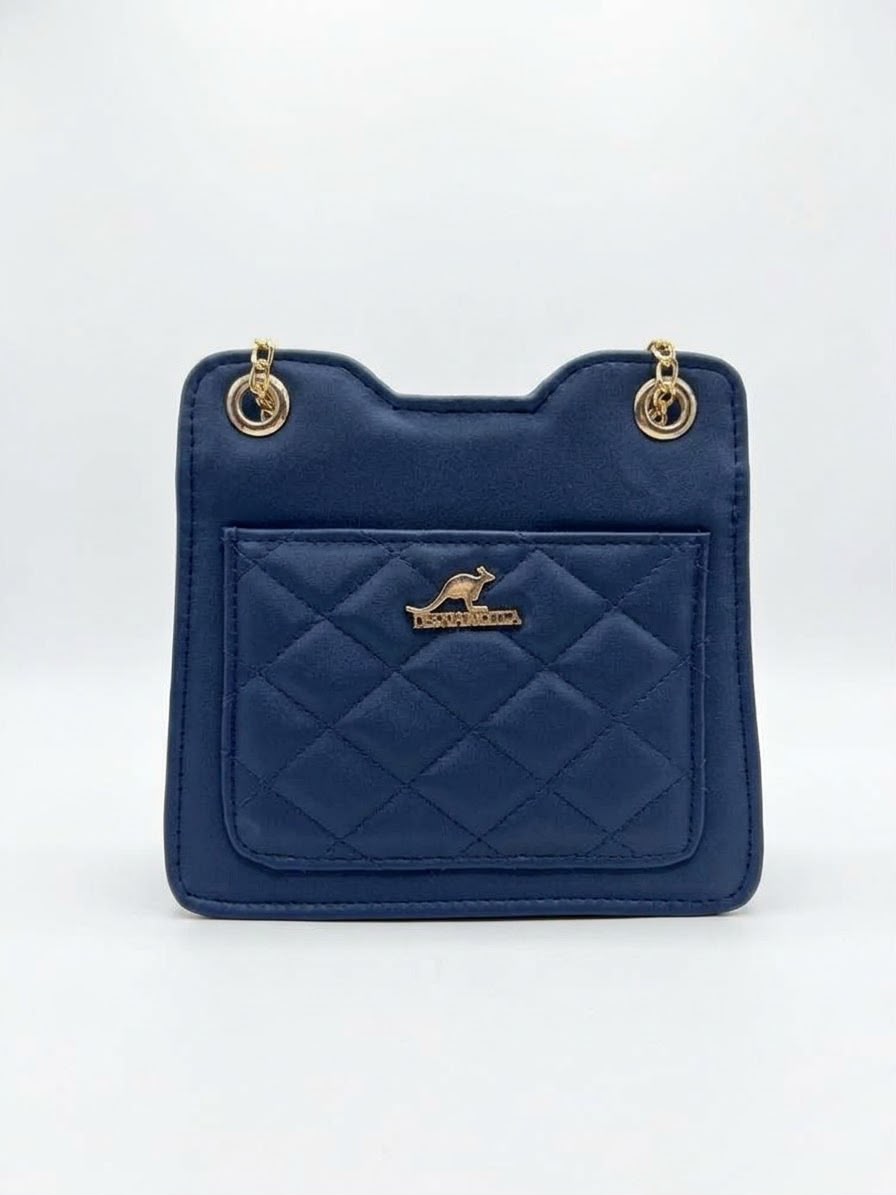 Navy blue quilted shoulder bag