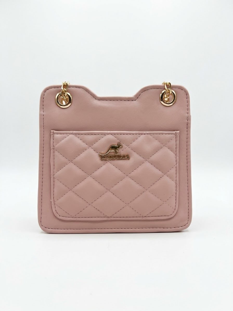 Pink quilted shoulder bag