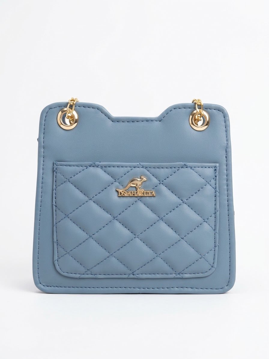 Sky blue quilted shoulder bag