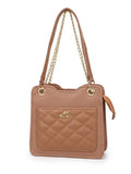 Tan quilted shoulder bag
