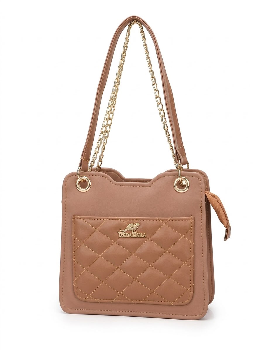 Tan quilted shoulder bag